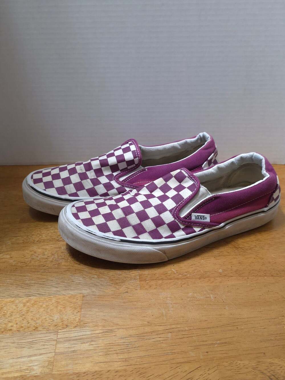 Vans Checkerboard Slip-On Sneakers Purple White